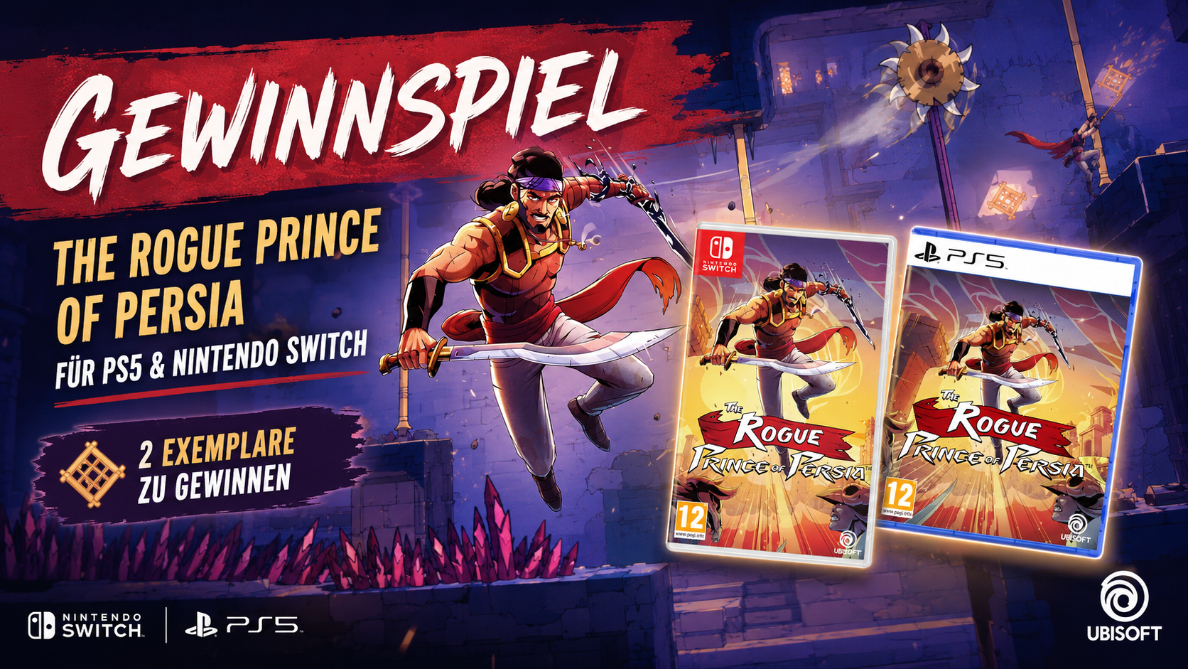 Gewinne The Rogue Prince of Persia für PS5 oder Nintendo Switch