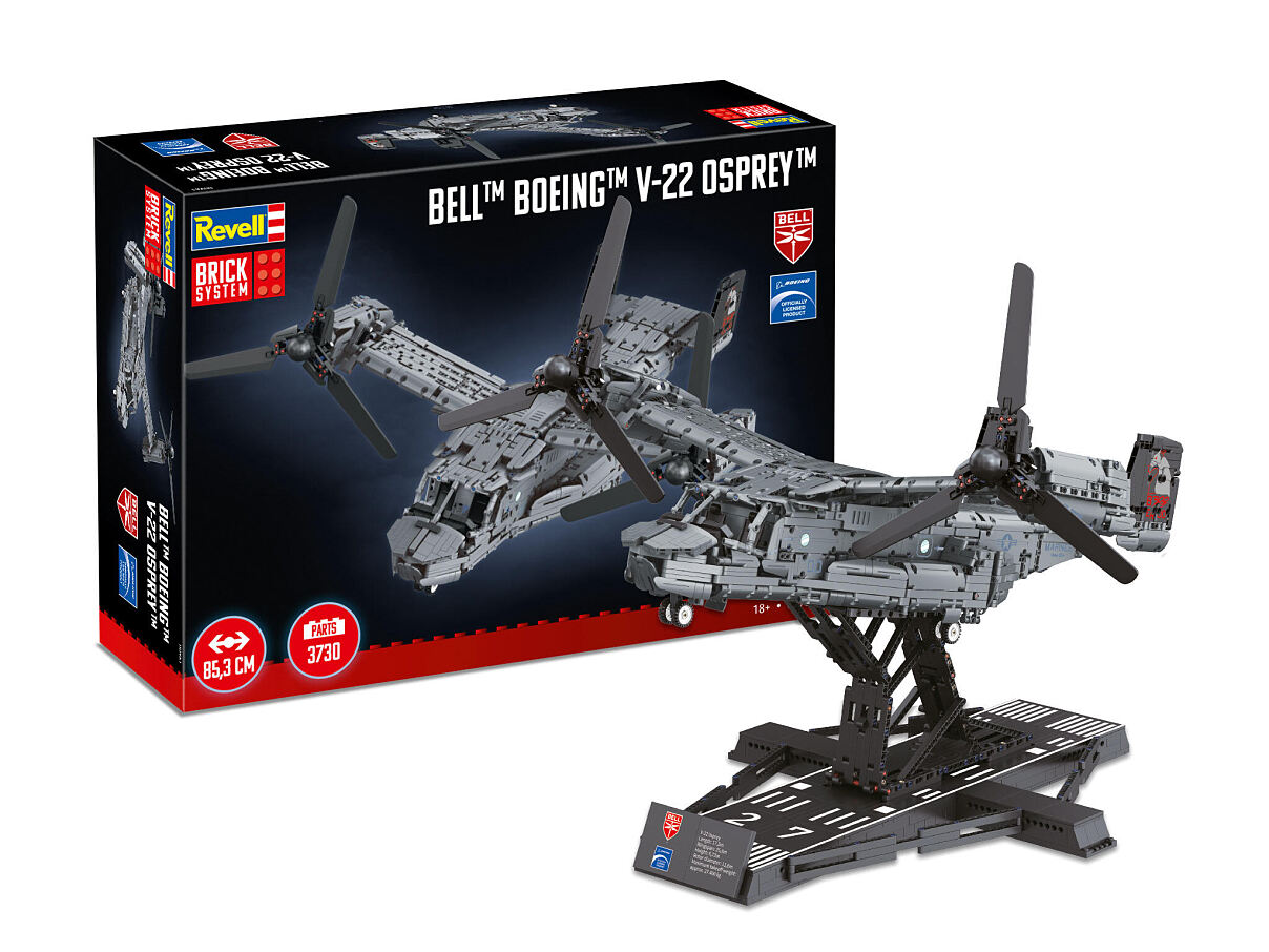 Revell bringt die Bell Boeing V-22 Osprey als aufwendiges Klemmbaustein-Modell